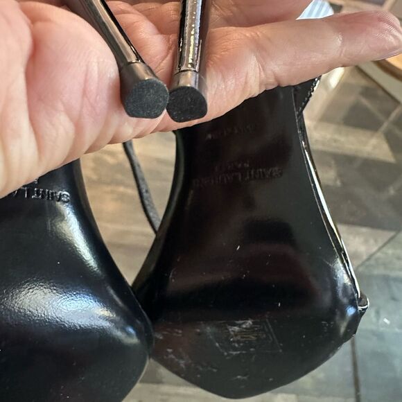 Saint Laurent Black Strappy Sandals - Picture 10 of 12